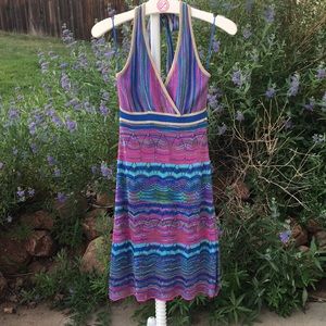 NWT Guess Rainbow Mermaid Crochet Halter Mini Dress